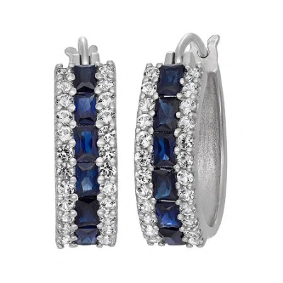 Fine Jewelry Lab-created Blue Sapphire & White Sapphire Sterling Silver Earrings