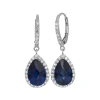 Fine Jewelry Lab-created Blue Sapphire & White Sapphire Sterling Silver Earrings In Blue