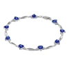 Fine Jewelry Lab-created Blue Sapphire Heart-shaped Sterling Silver Bracelet In Transparent