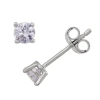 Fine Jewelry Lab Created Cubic Zirconia Sterling Silver 4mm Stud Earrings In Metallic