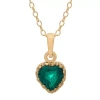 Fine Jewelry Lab-created Emerald 14k Gold Over Silver Pendant Necklace In Green