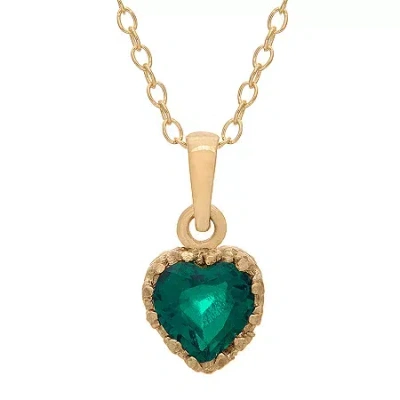 Fine Jewelry Lab-created Emerald 14k Gold Over Silver Pendant Necklace In Green