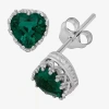 Fine Jewelry Lab-created Emerald Sterling Silver Earrings In Green