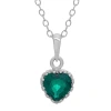 Fine Jewelry Lab-created Emerald Sterling Silver Pendant Necklace In Green
