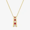 Fine Jewelry Lab-created Gemstone 14k Gold Over Silver 18 Inch Pendant Necklace In Red