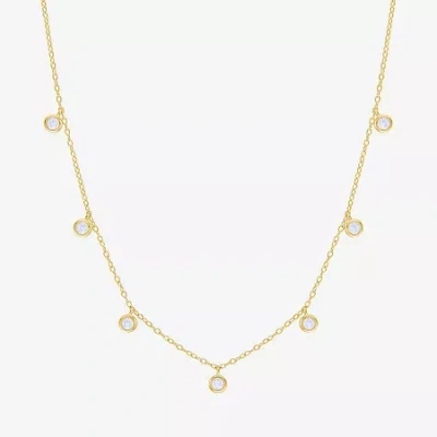 Fine Jewelry Lab Created Gemstone 14k Gold Over Silver 18 Inch Station Necklace In White