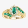 Fine Jewelry Lab-created Gemstone 14k Gold Over Silver Cocktail Ring In Green