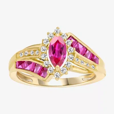 Fine Jewelry Lab-created Gemstone 14k Gold Over Silver Cocktail Ring In Red
