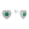Fine Jewelry Lab Created Green Emerald Sterling Silver 9.5mm Heart Stud Earrings In Transparent