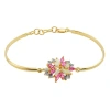 Fine Jewelry Lab-created Opal & Pink And White Lab-created Sapphire 14k Gold Over Silver Bangle Bracelet In Transparent