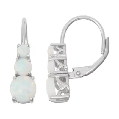 Fine Jewelry Lab-created Opal Sterling Silver Leverback Earrings In Transparent