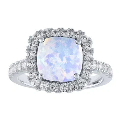 Fine Jewelry Lab-created Opal Sterling Silver Ring In White