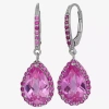Fine Jewelry Lab-created Pink Sapphire & Ruby Sterling Silver Earrings In Pink