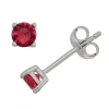 Fine Jewelry Lab Created Red Cubic Zirconia Sterling Silver 4mm Stud Earrings In Metallic