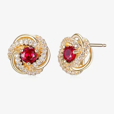 Fine Jewelry Lab Created Red Ruby 18k Gold Over Silver 10.6mm Stud Earrings In Multi