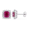 Fine Jewelry Lab Created Red Ruby Sterling Silver 11mm Stud Earrings In Transparent