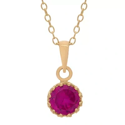 Fine Jewelry Lab-created Ruby 14k Gold Over Silver Pendant Necklace In Red