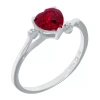 Fine Jewelry Lab-created Ruby And Genuine White Topaz Sterling Silver Heart-shaped Ring In Red