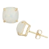Fine Jewelry Lab Created White Opal 14k Gold 8mm Cushion Stud Earrings In Transparent