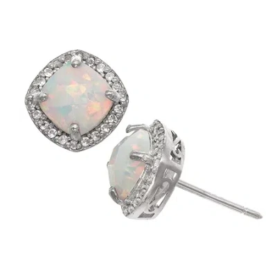 Fine Jewelry Lab Created White Opal Sterling Silver 10mm Stud Earrings In Transparent
