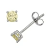 Fine Jewelry Lab Created Yellow Cubic Zirconia Sterling Silver 4mm Stud Earrings In Metallic