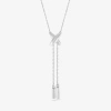 Fine Jewelry Lariat Style Womens 10k White Gold Y Necklace In Transparent