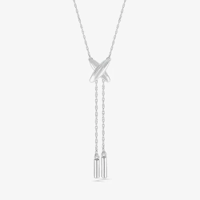 Fine Jewelry Lariat Style Womens 10k White Gold Y Necklace In Transparent