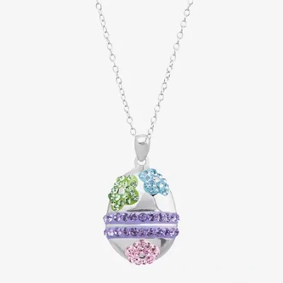 Fine Jewelry Limited Quantities! Easter Egg Womens Multi Color Crystal Sterling Silver 18 Inch Pendant Necklace In Transparent