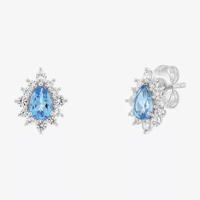 Fine Jewelry Limited Quantities! Genuine Blue Topaz Sterling Silver 11.3mm Stud Earrings In Gray