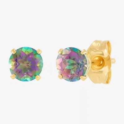 Fine Jewelry Limited Quantities! Genuine Mystic Fire Topaz 14k Gold 4mm Stud Earrings In Multi