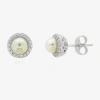 Fine Jewelry Limited Quantities! Genuine White Cultured Freshwater Pearl 10k White Gold 7mm Stud Earrings In Transparent