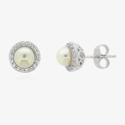 Fine Jewelry Limited Quantities! Genuine White Cultured Freshwater Pearl 10k White Gold 7mm Stud Earrings In Transparent