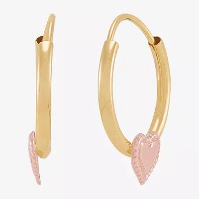 Fine Jewelry Kids' Limited Quantities! Girls 14k Gold 13.7mm Heart Hoop Earrings In Yellow