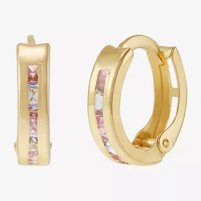 Fine Jewelry Kids' Limited Quantities! Girls Multi Color Cubic Zirconia 10k Gold 9.5mm Hoop Earrings