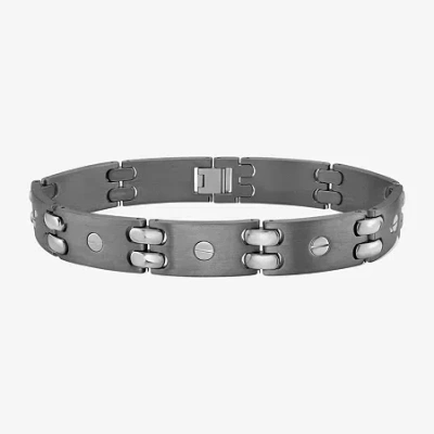 Fine Jewelry Limited Quantities! Mens Titanium Solid 10 Inch Link Bracelet In Gray
