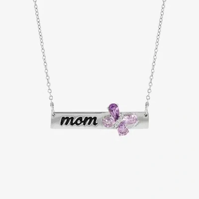 Fine Jewelry Limited Quantities! "mom" Womens Diamond Accent Genuine Purple Amethyst Sterling Silver Bar Butterfl