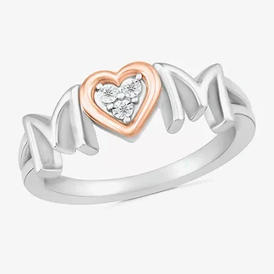 Fine Jewelry Limited Quantities! "mom" Womens Diamond Accent Natural White Diamond 10k Rose Gold Sterling Silver  In Pink