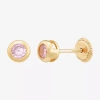 Fine Jewelry Limited Quantities! Pink Cubic Zirconia 14k Gold 4.5mm Round Stud Earrings In Gold