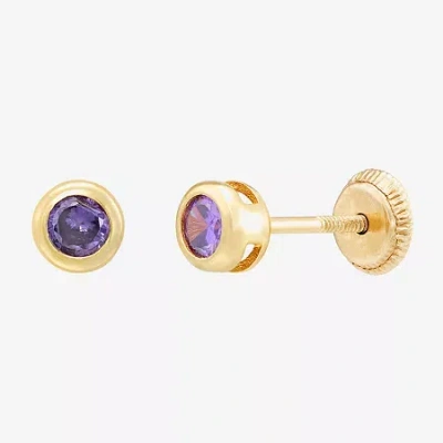 Fine Jewelry Kids' Limited Quantities! Purple Cubic Zirconia 14k Gold 4.5mm Round Stud Earrings