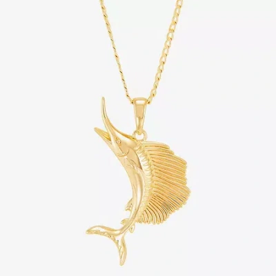 Fine Jewelry Limited Quantities! Sail Fish Womens 14k Gold Over Silver 22 Inch Pendant Necklace In Transparent