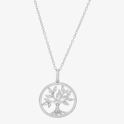 Fine Jewelry Limited Quantities! Tree Womens 1/10 Ct. T.w. Lab Grown White Diamond Sterling Silver 18 Inch Pendan