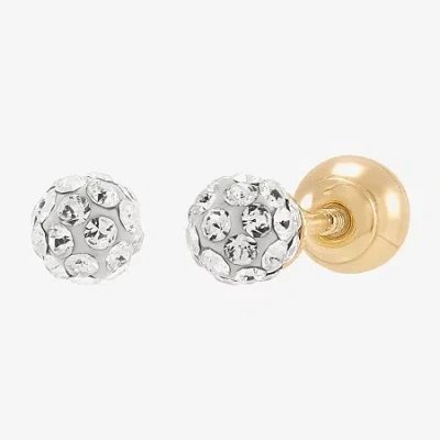 Fine Jewelry Kids' Limited Quantities! White Crystal 14k Gold 3.8mm Ball Stud Earrings In Yellow