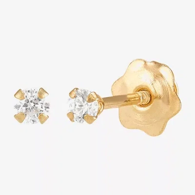 Fine Jewelry Kids' Limited Quantities! White Cubic Zirconia 14k Gold 2mm Round Stud Earrings