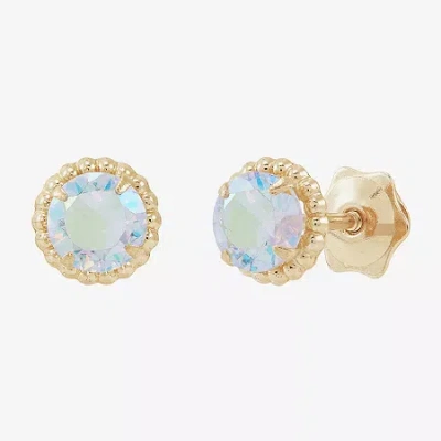 Fine Jewelry Kids' Limited Quantities! White Cubic Zirconia 14k Gold 6mm Stud Earrings In Yellow