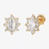 Fine Jewelry Limited Quantities! White Cubic Zirconia 14k Gold 7.2mm Stud Earrings In Yellow