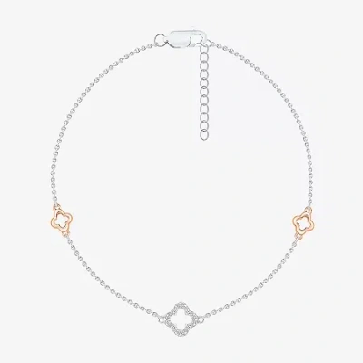 Fine Jewelry Limited Quantities! Womens 10k Rose Gold Sterling Silver 10 Inch Solid Cable Ankle Bracelet In Transparent