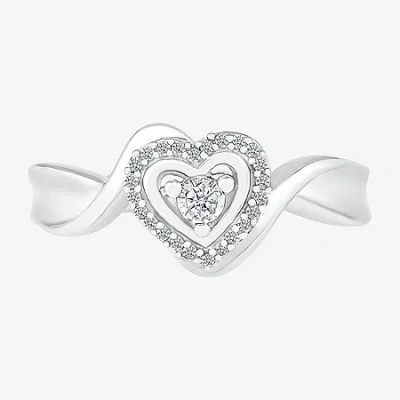 Fine Jewelry Limited Quantities! Womens 1/10 Ct. T.w. Natural White Diamond Sterling Silver Halo Cocktail Ring In Transparent