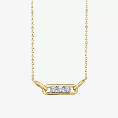 Fine Jewelry Limited Quantities! Womens 1/3 Ct. T.w. Natural White Diamond 10k Gold Paperclip 18 Inch Pendant Nec In Transparent