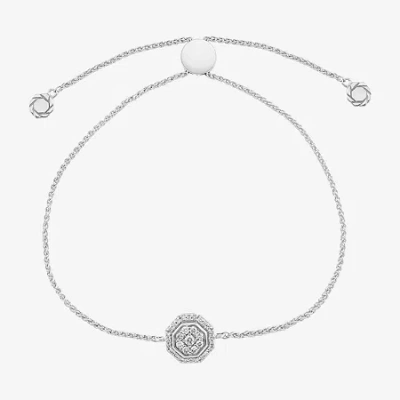 Fine Jewelry Limited Quantities! Womens 1/4 Ct. T.w. Natural White Diamond 10k White Gold Bolo Bracelet In Silver