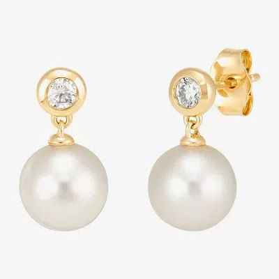 Fine Jewelry Limited Quantities! Womens 1/5 Ct. Genuine White Cultured Freshwater Pearl 14k Gold Drop Earrings In Red